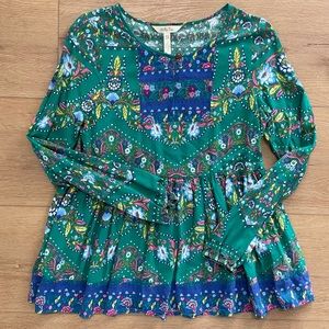 Women’s Matilda Jane Blue and Green Floral Top XS